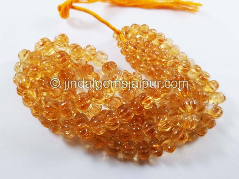 Citrine Carved Pumpkin Beads